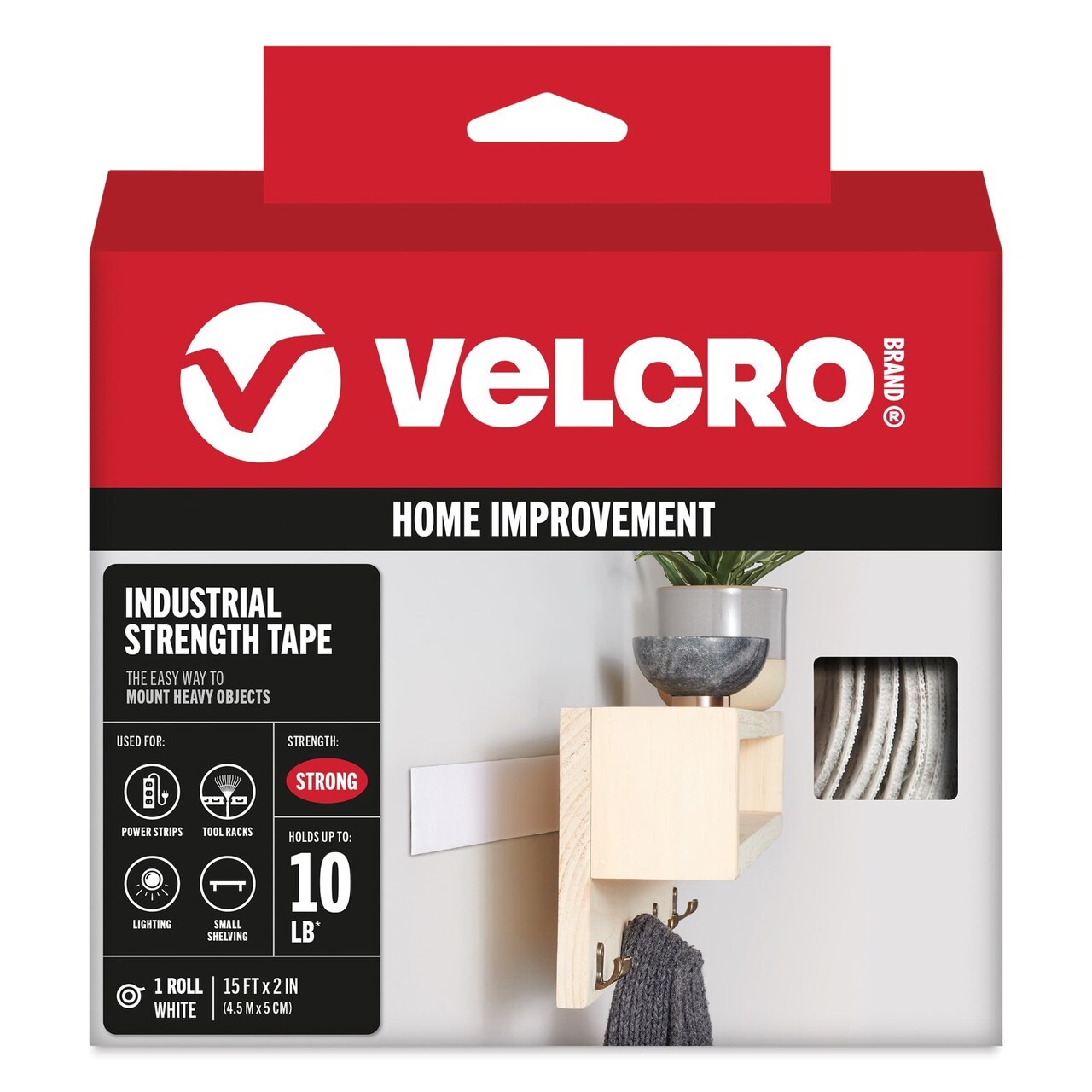 Velcro Brand Industrial Strength Fasteners - Tape Roll, White, 2" x 15 ft